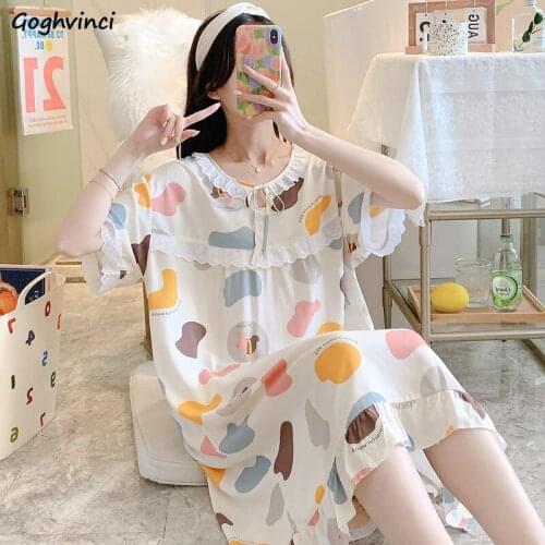 Nightgowns Women Fashion Summer Leisure Comfortable Sleepwear Sweet Elegant Simple All-match Female Loose Lovely Japanese Style