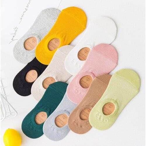 Spring Summer Funny CottonSocks Womens Comfortable Cartoon Invisible Ankle Boat Socks Candy Color Sock Slippers for Girl 5pairs