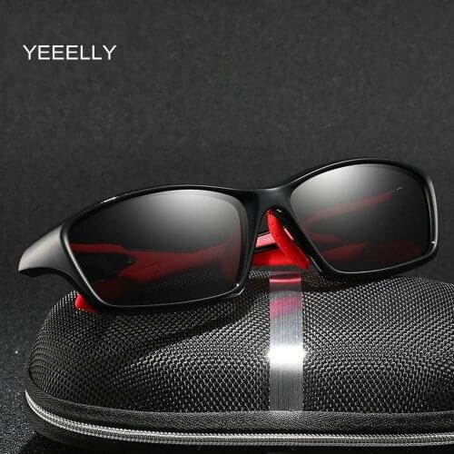 New Men Polarized Sports Sunglasses Outdoor Shades Eyewear Rectangle TR90 Frame Fashion Driving Glasses DM18025B UV400 TAC