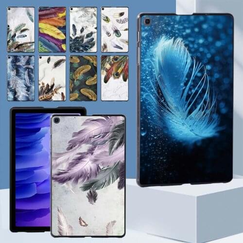 Feather Pattern New Hard Shell for Samsung Galaxy Tab A7 10.4" T500 T505 Durable Tablet Protective Shell Case + Free Stylus