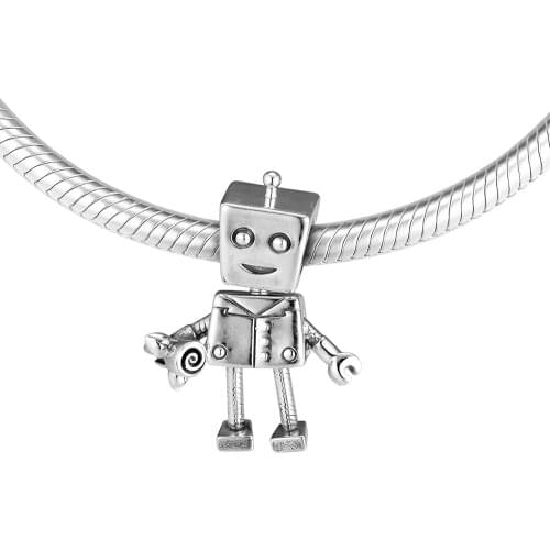 Fit Pandora Bracelet Sivler 925 Rob Bot Charm DIY Beads for Jewelry Making Men Women Gift 02899