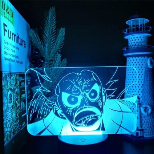 One Piece Monkey D. Luffy 3d Visual Night Light Lamp Anime LED Lampara Kids Bedroom Decor Illusion Light Dropshipping Manga Gift