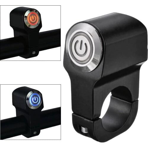 Mayitr 1pc 22mm Motorcycle Handlebar Mount Switch Waterproof Headlight Hazard Brake Light Power ON-OFF Switches With Lights