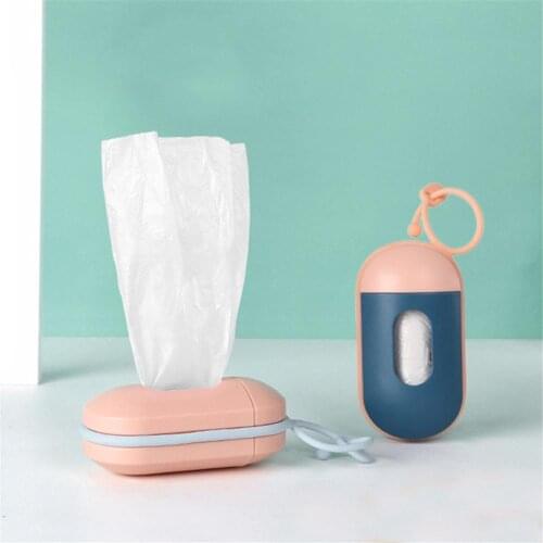 Dog Poop Bag Dispenser Pet Carrier With 1 Roll Cat Clean Up Waste Bags Set Holder Practical Degradable Outdoor Toliet