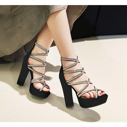 Plus Siz 9 11 12 ladies summer platform sandals women shoes woman Water drill with thin strap bag with back zipper waterproof