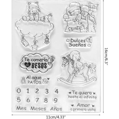 K5DC Good Night Baby Cartoon Silicone Seal Stamp DIY Scrapbooking Photo Album Decor