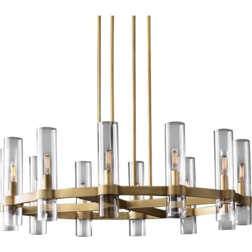 JUBILANT Loft American RH Gold / Black E27 Led Chandelier Retro Metal Living Room Lustre Led Chandelier Lightng Rod Hanging Lamp