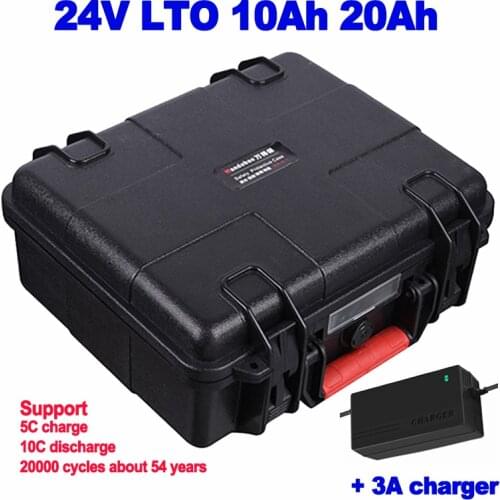 Waterproof LTO 24V 10Ah 20Ah Lithium titanate battery 20000 cycles for lawn mower AGV robot fish finder robot + 3A charger