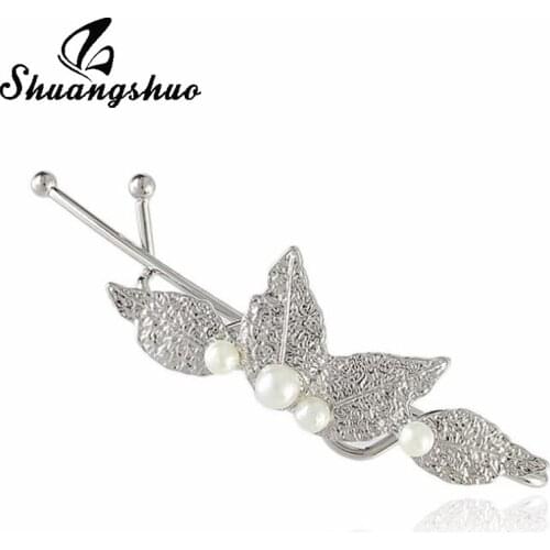 Shuangshuo Hair Cilps For Women Leaf Hair Clip Pearl Leaves Hairpins Female Bridal Jewelry Wedding Korean Accessories