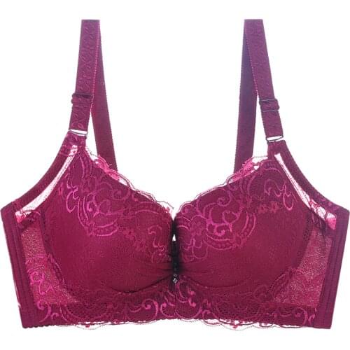 New 2020 Ladies Big Size 3/4 Cup Lace Push Up Bra Black Bralette Deep V Womens Bras Underwear Lace Large Size Bras dropshipping