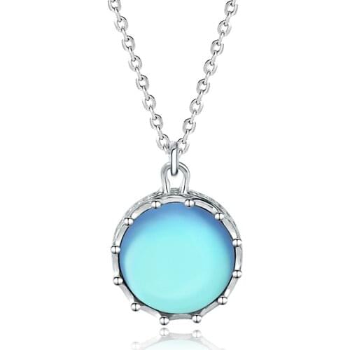 Star Sea S925 Sterling Silver Necklace Woman Fashion Design Moonstone Pendant Engagement Wedding Gift