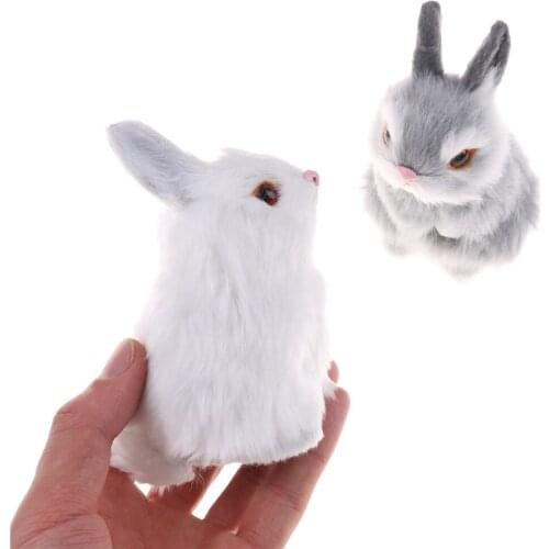 1PCS Mini Simulation Pocket Toy Cute Artificial Animal Small Rabbit Plush Toys With A Frame Kids Toys Decorations Birthday Gift