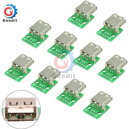 10pcs Type A Female USB To DIP 2.54MM PCB Board Adapter Converter For Arduino connector