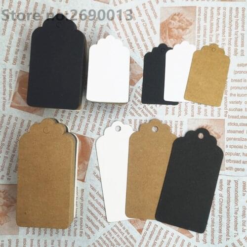 100pcs Multi-size Kraft Paper Wedding Tags+String Lace Scallop Head Label Luggage Invitations DIY Blank Price Gift Hang Tag