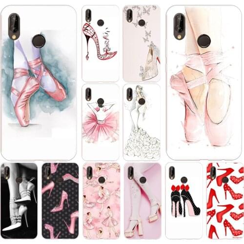 165FG High heels heeled shoes ballerina Soft Silicone Tpu Cover Case for huawei Mate P20 P30 Llte Pro Y6 Y7 2019