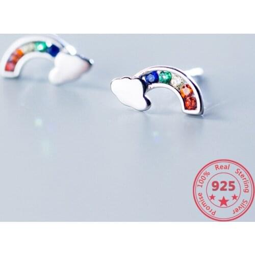 2020 Fashion Design Cloud Rainbow Earrings Small Fresh And Beautiful Style Micro-set Diamonds Exquisite Jewelry For Young Women