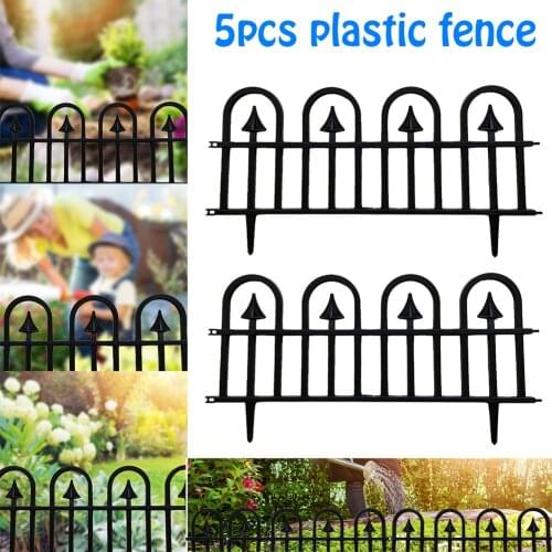 5pcs Garden Fence Recycled PP Landscape Edging Flexible No-Dig Ornamental Wrought Iron Style Decorative Border can CSV