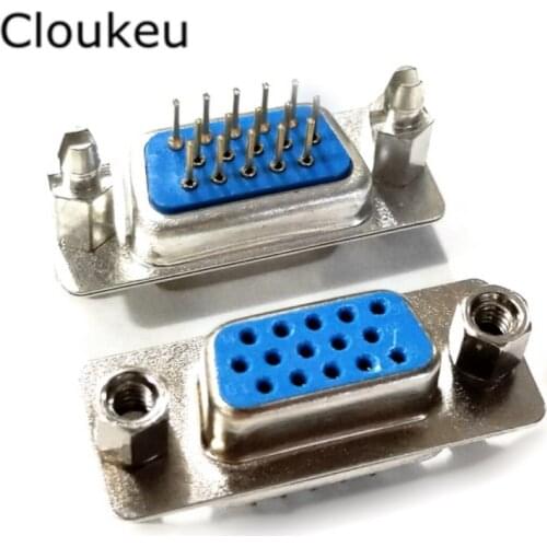 5Pcs With fixed screw DP15 hole female Insert plate type PCB Connector VGA serial port DB15 adapter 3 row foot