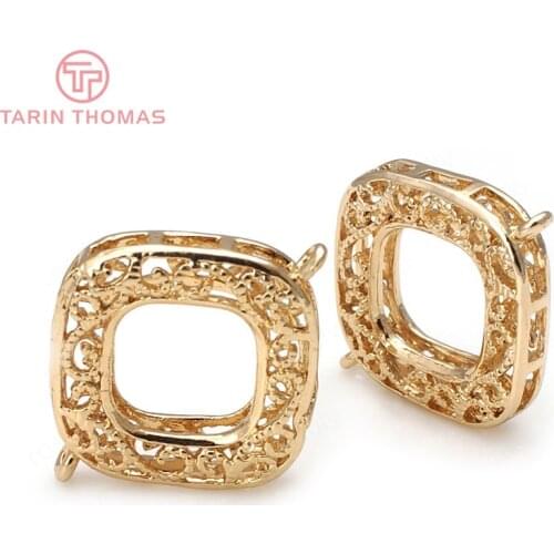 6PCS 20x26MM 24K Champagne Gold Color Plated Brass Square Connect Charms High Quality Diy Jewelry Accessories