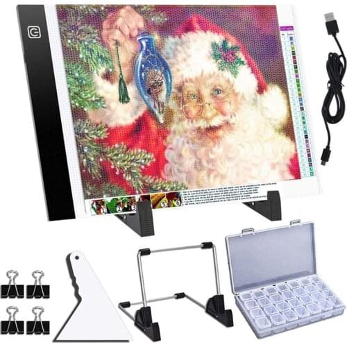 A4 Three Level Dimmable Led Light Pad Tablet,Eye Protection Easier for Diamond Painting Tools Accessories with Stand and Clips