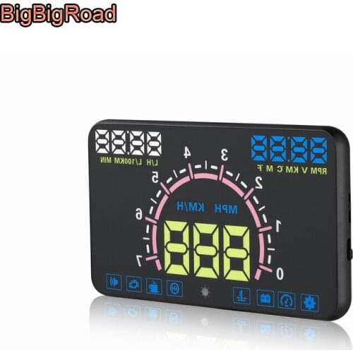 BigBigRoad For Toyota RAV4 RAV-4 Tarago Sienna Land Cruiser LC100 LC200 Reiz Car HUD Head Up Display Windscreen Projector OBD2