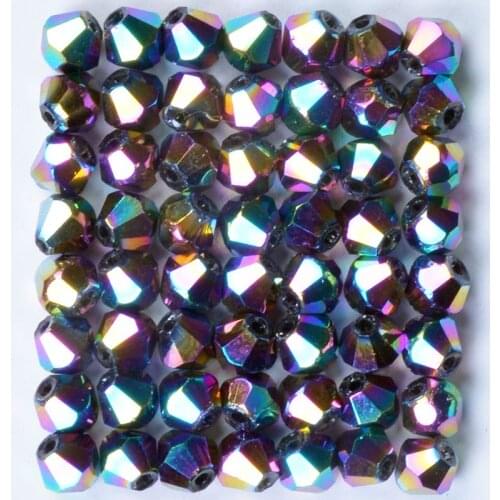 100pcs Metal Colorful 4mm Bicone Crystal Beads Glass Beads Loose Spacer Beads DIY Jewelry Making Austria Crystal Beads