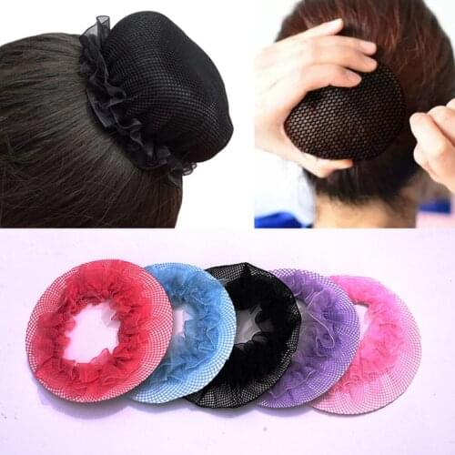 2PCS Children Elastic Hairnet Ballet Latin Dance Girls Disco Hair Snood Wig Net Invisible Sports Hair Circle Headdress