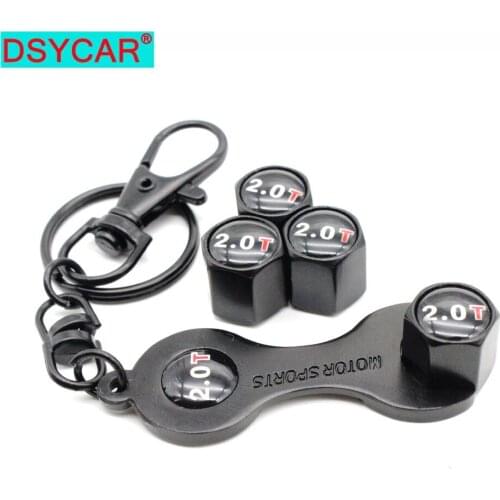 DSYCAR 1Set Zinc Alloy Anti-theft Car Wheel Tire Valve Stem Caps Air+ Wrench Keychain Auto Car Accessories Wheels Tires Parts