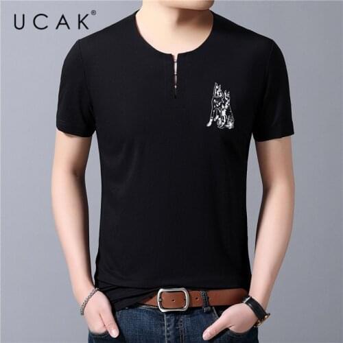 UCAK Brand Streetwear Short Sleeve Solid Color T-Shirts Men Clothing Summer New Classic O-Neck Casual Soft T Shirt Homme U5416