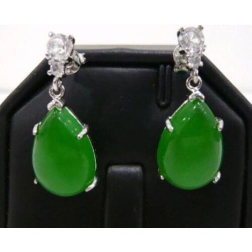 Hot sale new Style >>>>Charming! Green stone Earring White GP