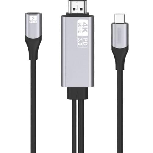 3 in 1 HDTV Cable USB-C to HDMI-Compatible Adapter TYPE-C To 4K 60Hz HDTV Video 1.8M Adapter Cable for IOS Android Micro USB