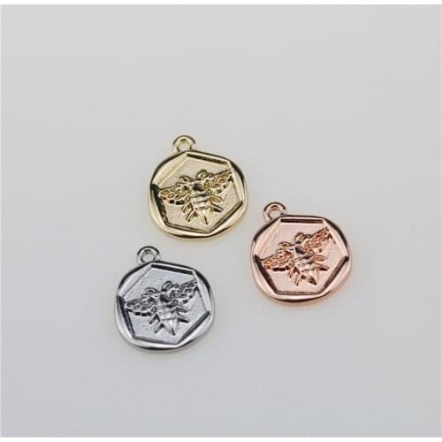 20pcs 13mm Earring Pretty Coin with Bee Print Zinc Alloy Necklace,Bracelet Jewelry DIY Handmade 3 colors