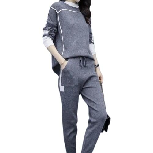 Fashion Plus Size Womens Clothing 2021Sweaters casual Loose Suit Womens Autumn And Winter Korean Fashion Sports Two-Piece Suit