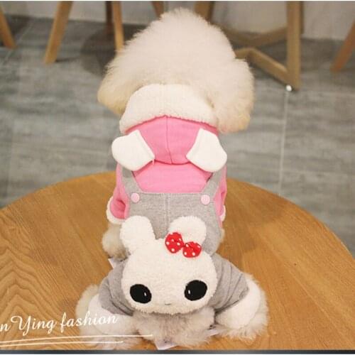 Cartoon Dog Pajamas Fleece Jumpsuit Autumn Winter Dog Clothes Four legs Warm Pet Clothing Outfit Small Dogs Cats Rabbit Costumes