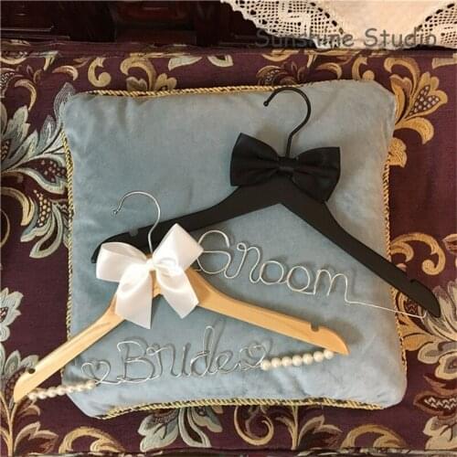 Bride and Groom Hanger Set,Tuxedo Hanger,Mr and Mrs Hanger,Bride hanger,name hanger,bridal party gifts
