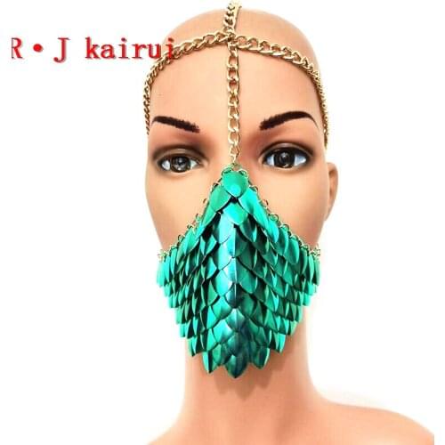 New Fashion RJH018 Green Fish Scale Chains Heads Jewelry Layers Fish Scale Custome Beads Head Chains Jewelry Costume Jewelry