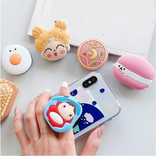 NEW Cartoon Round Universal Mobile Phone Ring Holder Airbag Gasbag fold Stand Bracket Mount For iPhone XR Samsung Huawei Xiaomi