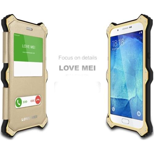 Original Love Mei MK2 Tempered Gorilla Glass Flip Metal Aluminum For Samsung GALAXY A8 2016