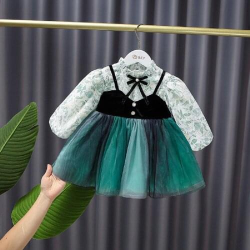 2021 Autumn High-Quality Hot-Selling Autumn Lantern Dress Princess Green Net Gauze Skirt Girl Temperament tutu Skirt