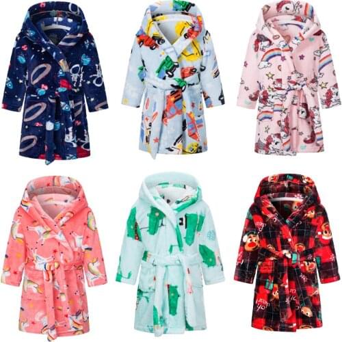 Autumn winter Boys and girls Flannel pajamas robe Children bathrobe soft comfortable Kids homewear clothes Children Sleepwear