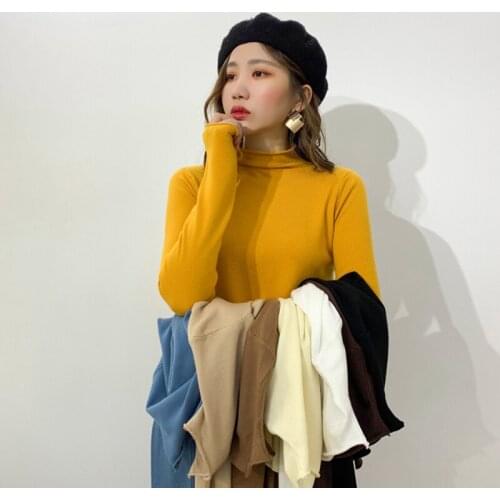 Autumn thin Pullovers sweater Women Tops casual Turtleneck Sweater 2020 winter Korean knit Base sweater New Jumper Pull femme