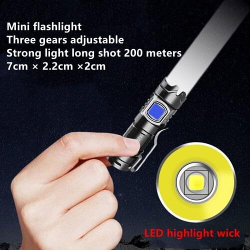 Outdoor Portable Flashlight Lightweight New Luminas Power Torch USB Charging Fixed Focus Aluminum Alloy Tactical Mini Torch