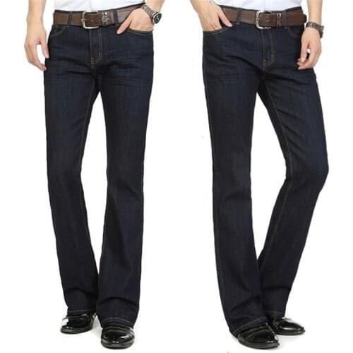 Pantalones vaqueros Acampanados para hombre, pantalón largo, de cintura alta, acampanado, color negro