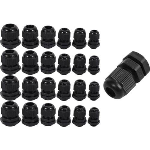 24 Pcs Adjustable 3.5 - 13Mm Cable Gland Joints & 50 Pcs PG7 Black Nylon Waterproof Strain Relief,Cable Gland 3.5-6 mm
