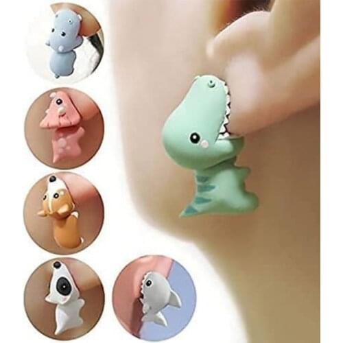 Shark Earrings Biting Ear Earrings Crocodiles Studs3D Animal Biting Earrings