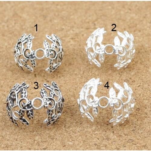 Handmade 925 Silver Beads Cap Carved Large Bead Caps Sterling Silver Jewelry Accessories Bead Cap