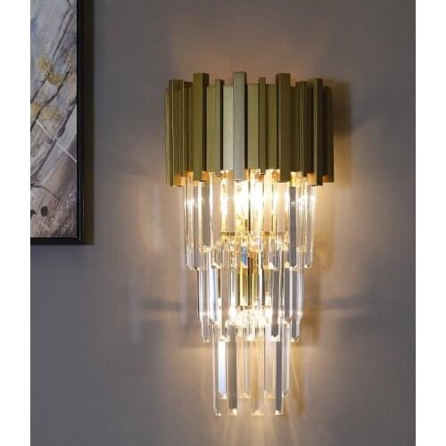 Modern luxury European Gold Crystal Sconce LED Wall Lamp decoration for bedroom Hotel Bedside Light ilumination