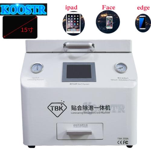 TBK 308A Vacuum Pump Laminating LCD Screen 15inch OCA Lamination Machine With Bubble Remover for ipad. Straight .edge screen