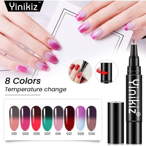 Yinikiz 8 Colors UV Chameleon Thermo Gel Pen Nail Polish LED Gel Nail Varnish Lacquer Lucky Temperature Change Color Varnish