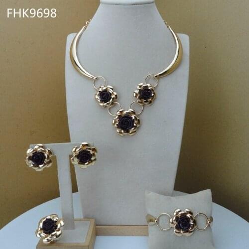 YUMINGLAI Jewelries Elegant Flower Design African Fashion Jewelry Set for Women FHK9698